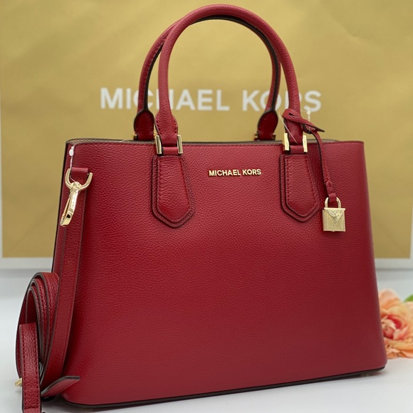 Michael Kors Handbags - MICHAEL KORS ADELE MEDIUM EW SATCHEL SCARLET